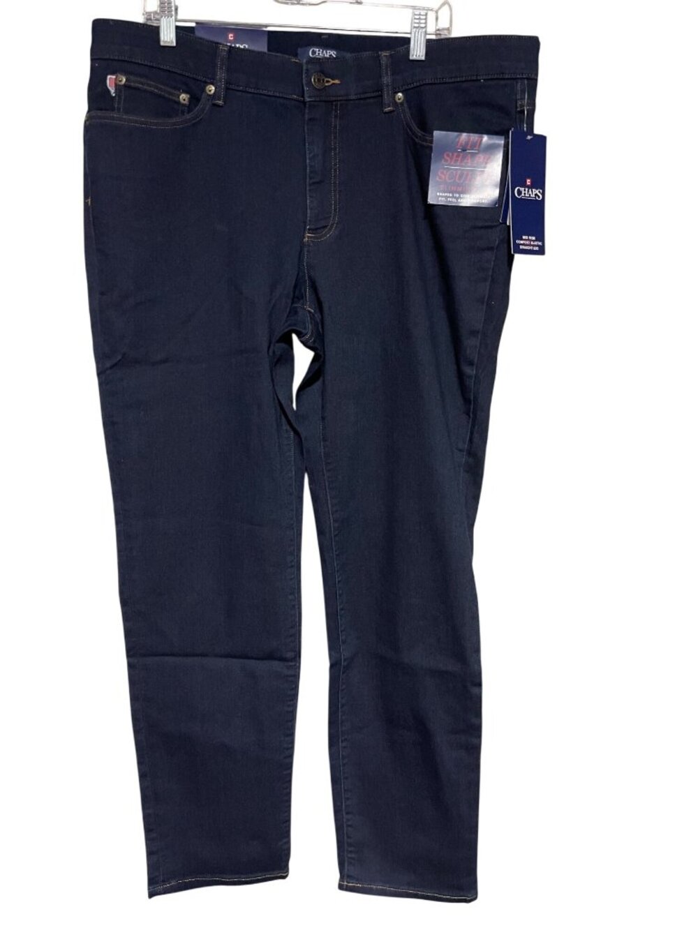 Chaps Womens Shape Sculpt Slimming Fit Jeans Plus Sz 18W Dark Wash Stretch Denim